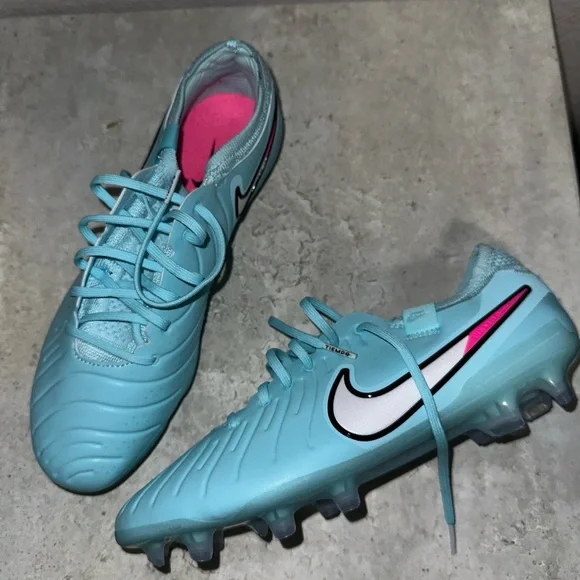 Nike Tiempo Athletic Cleats - Light Blue and Pink